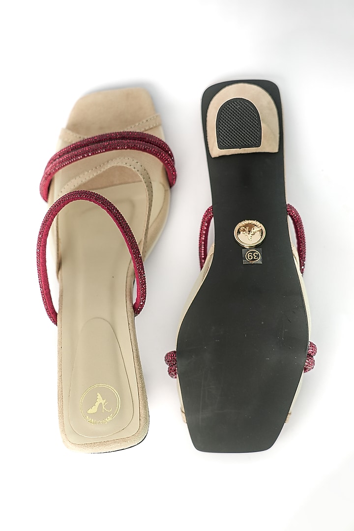 Beige Vegan Rhinestone Work Heels by Sana K Luxurious Footwear at Pernia's Pop Up Shop