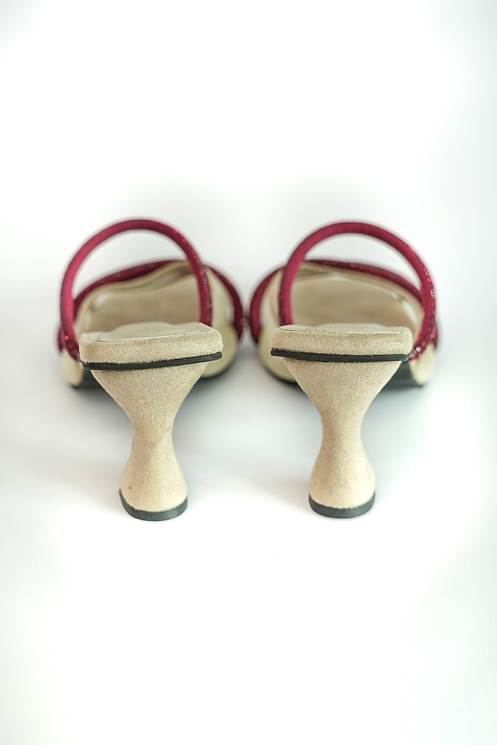 Beige Vegan Rhinestone Work Heels by Sana K Luxurious Footwear at Pernia's Pop Up Shop