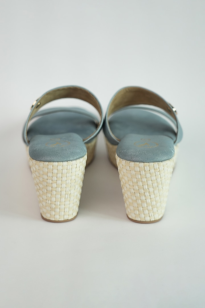 Sky Blue Vegan Stone Cutwork Wedges by Sana K Luxurious Footwear at Pernia's Pop Up Shop