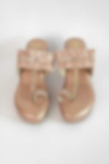 Rose Gold Vegan Embroidered Wedges by Sana K Luxurious Footwear at Pernia's Pop Up Shop