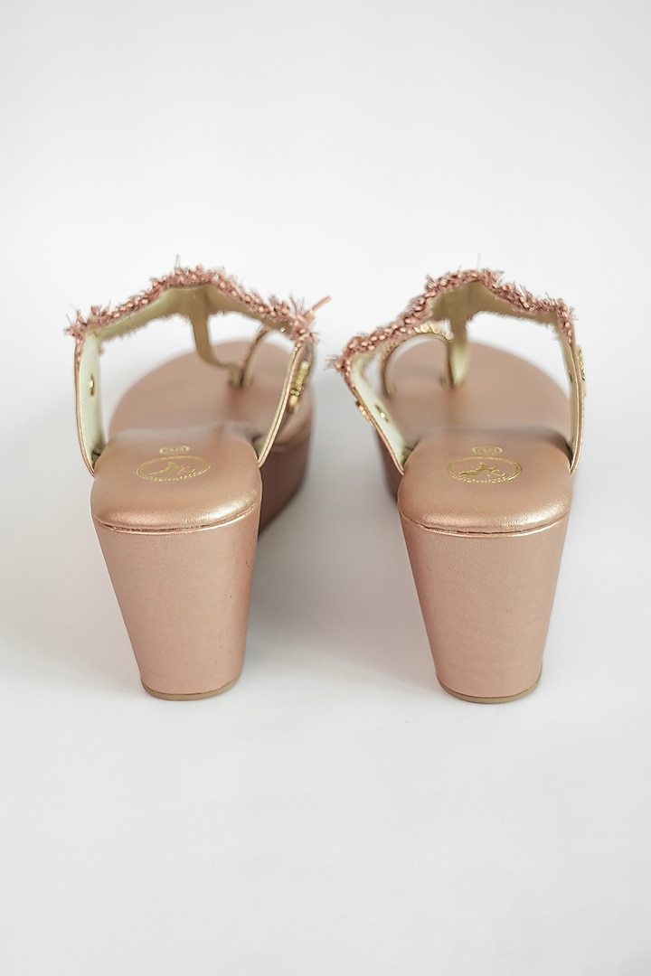 Rose Gold Vegan Embroidered Wedges by Sana K Luxurious Footwear at Pernia's Pop Up Shop