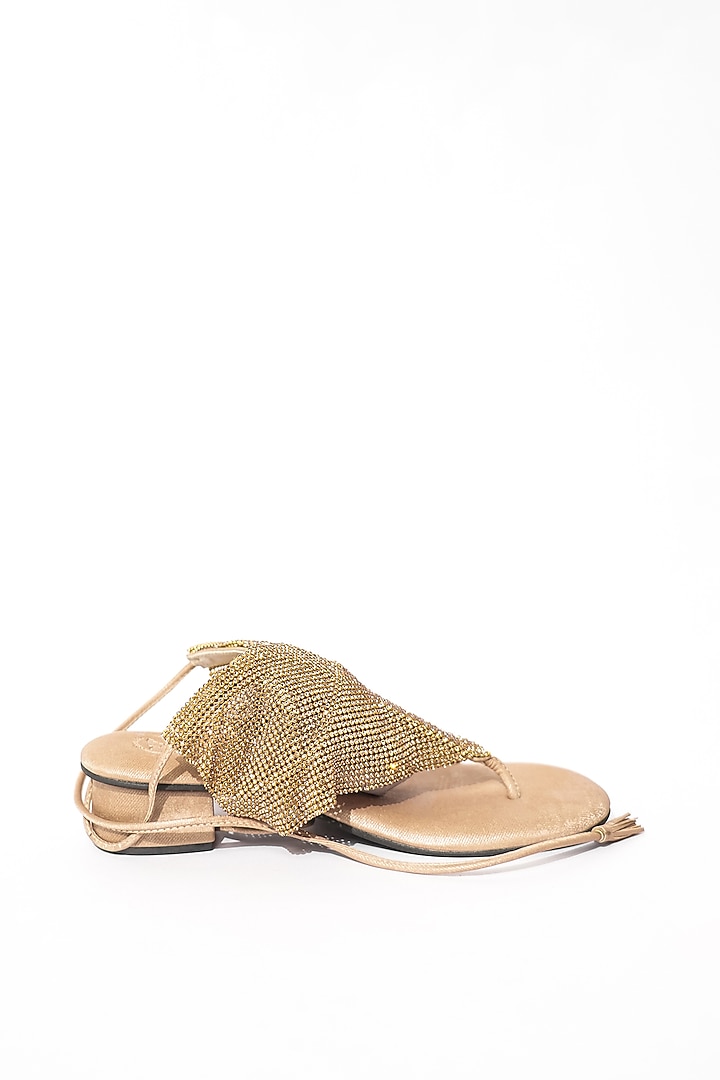 Gold Vegan Flats by Sana K Luxurious Footwear at Pernia's Pop Up Shop