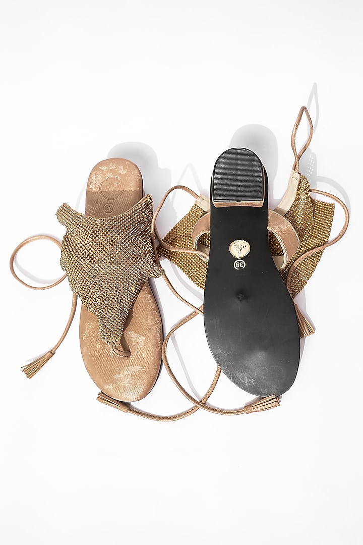 Gold Vegan Flats by Sana K Luxurious Footwear at Pernia's Pop Up Shop