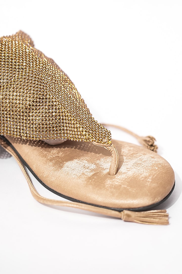 Gold Vegan Flats by Sana K Luxurious Footwear at Pernia's Pop Up Shop