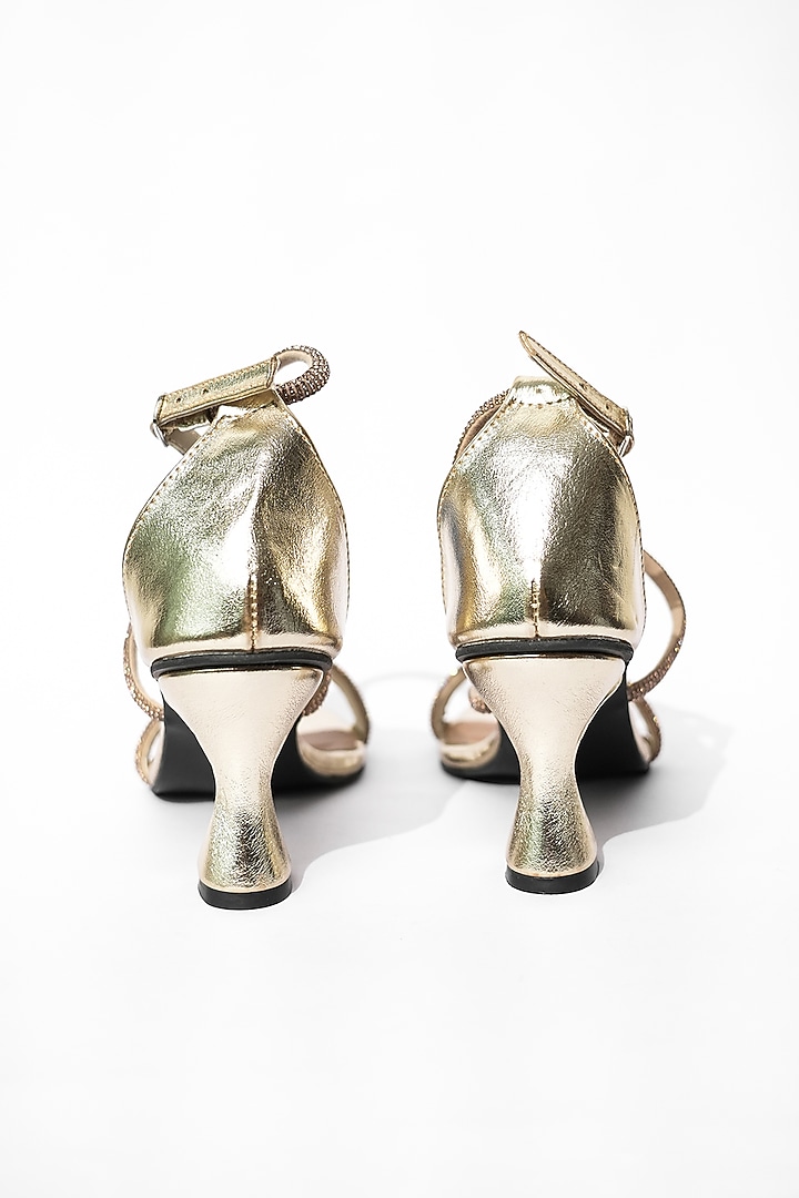 Gold Vegan Embroidered Heels by Sana K Luxurious Footwear at Pernia's Pop Up Shop