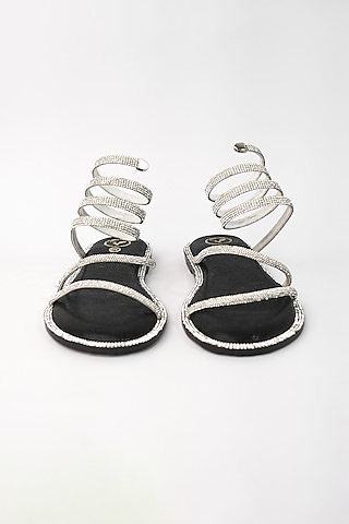 Silver Vegan Flats by Sana K Luxurious Footwear