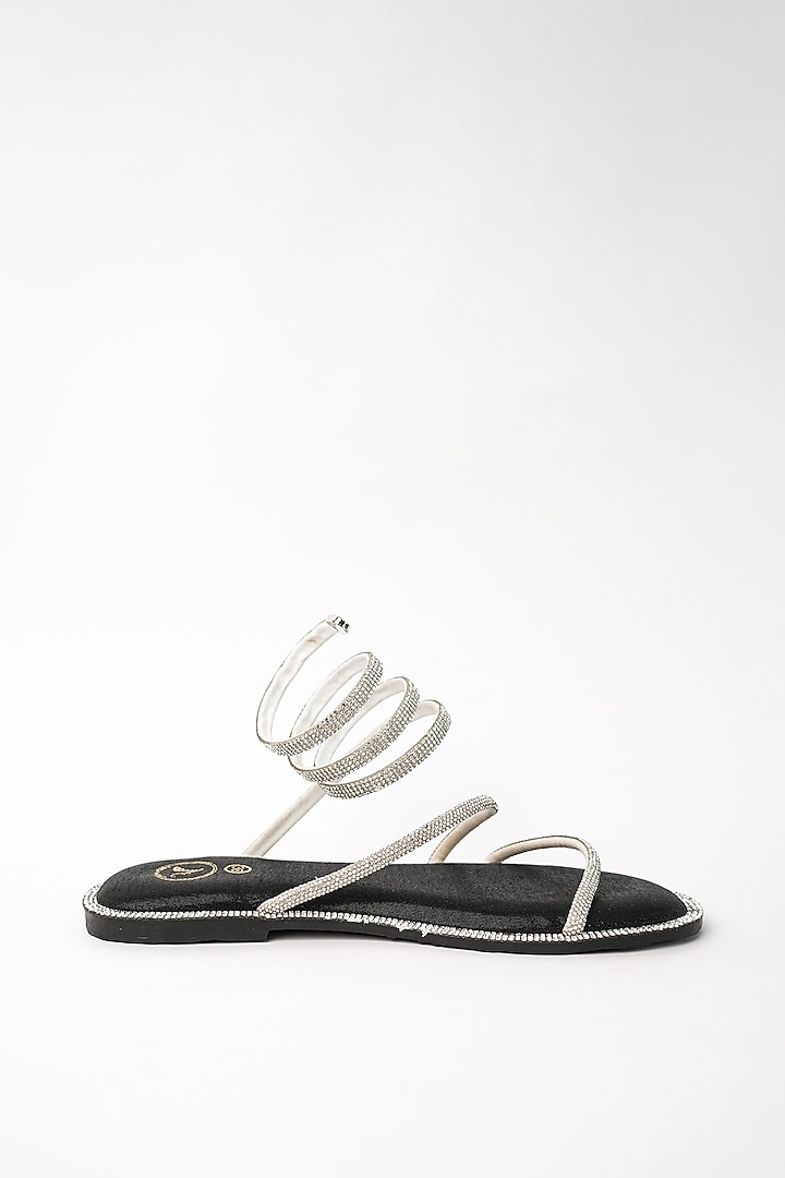 Silver Vegan Flats by Sana K Luxurious Footwear at Pernia's Pop Up Shop