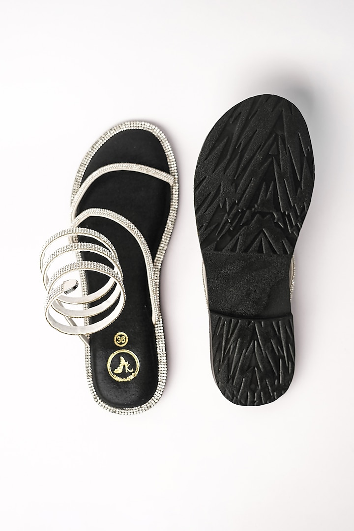 Silver Vegan Flats by Sana K Luxurious Footwear at Pernia's Pop Up Shop