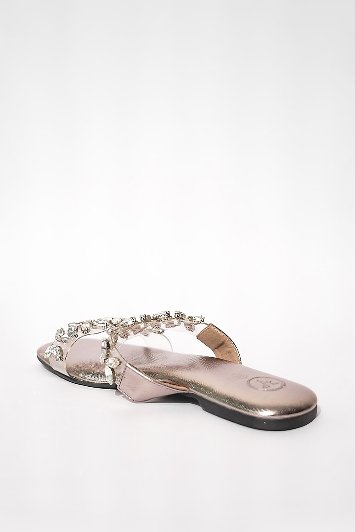 Silver Vegan Embroidered Flats by Sana K Luxurious Footwear at Pernia's Pop Up Shop