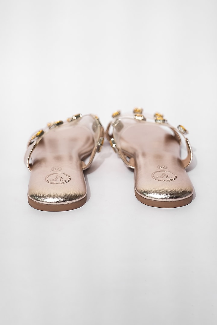 Gold Vegan Embroidered Flats by Sana K Luxurious Footwear at Pernia's Pop Up Shop
