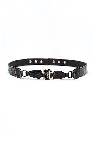 Choco Brown Leather & Metal Belt by S&N BY SHANTNU NIKHIL Accessories