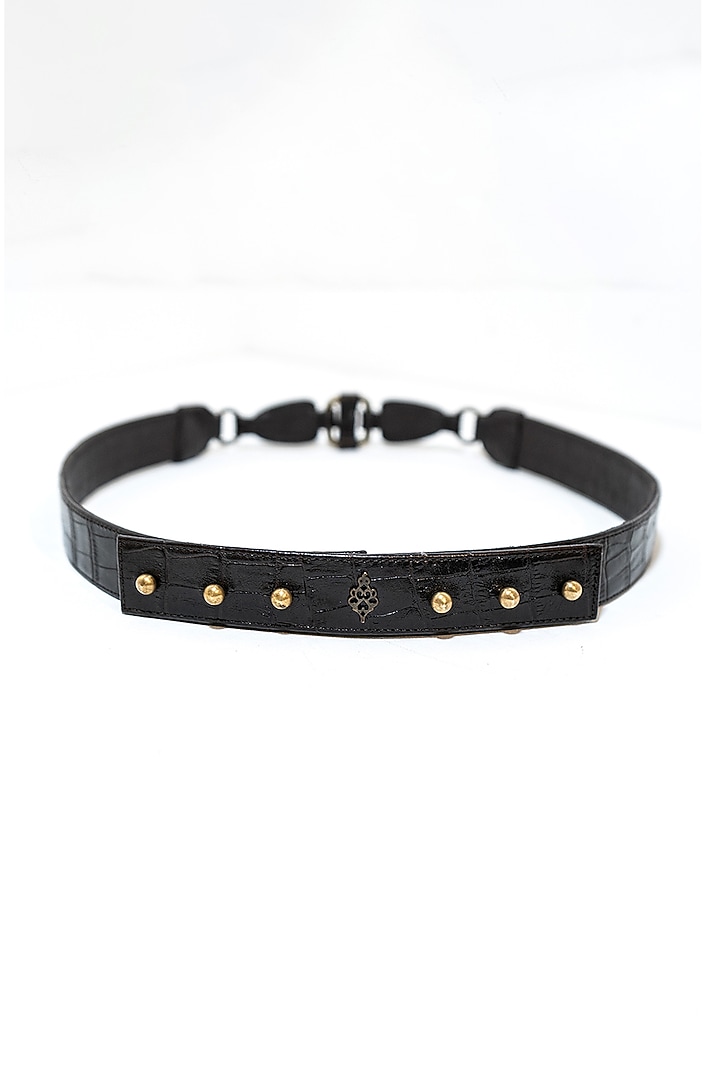Choco Brown Leather & Metal Belt by S&N BY SHANTNU NIKHIL Accessories at Pernia's Pop Up Shop