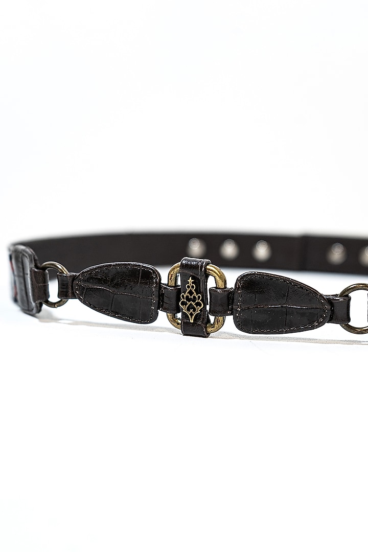Choco Brown Leather & Metal Belt by S&N BY SHANTNU NIKHIL Accessories at Pernia's Pop Up Shop