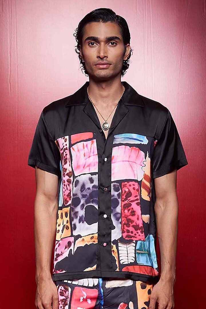 Multi-Colored Satin Stretch Printed Zolostamp Shirt by Shivan & Narresh Men