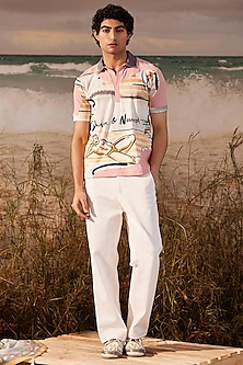 Multi-Colored Knitted Polyester Jersey Printed Polo T-shirt by Shivan & Narresh Men-POPULAR PRODUCTS AT STORE