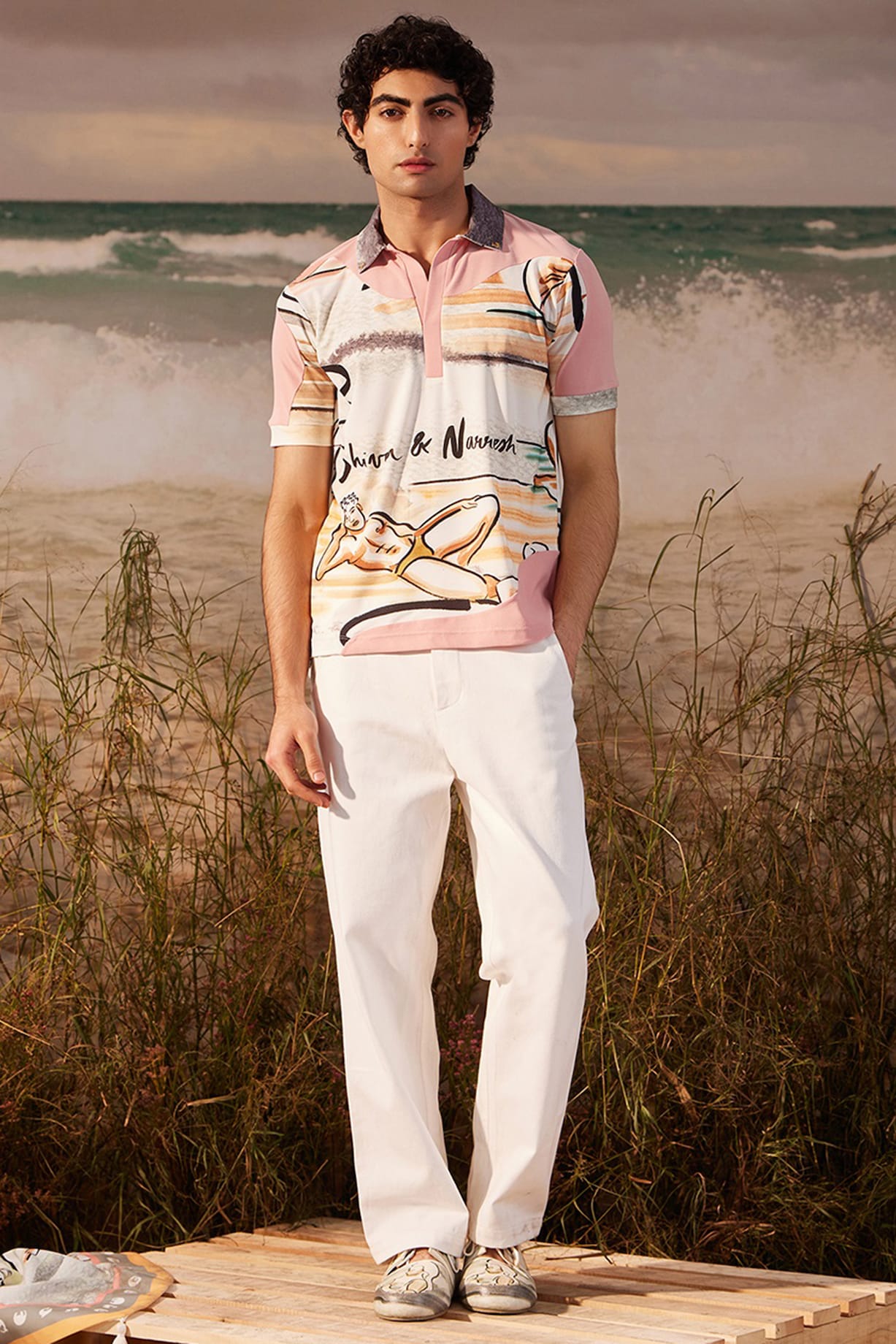 Multi-Colored Knitted Polyester Jersey Printed Polo T-shirt by