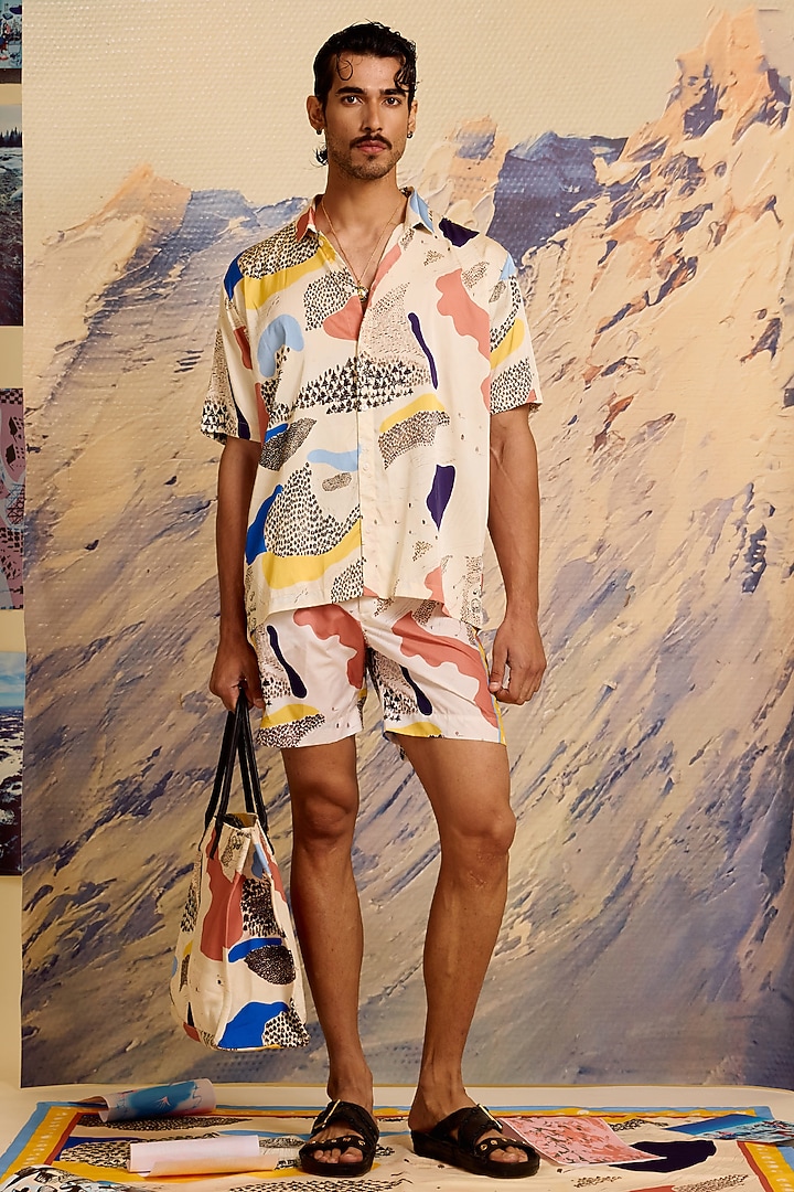 Multi-Colored Satin Polyester Wedding Shirt by Shivan & Narresh Men at Pernia's Pop Up Shop