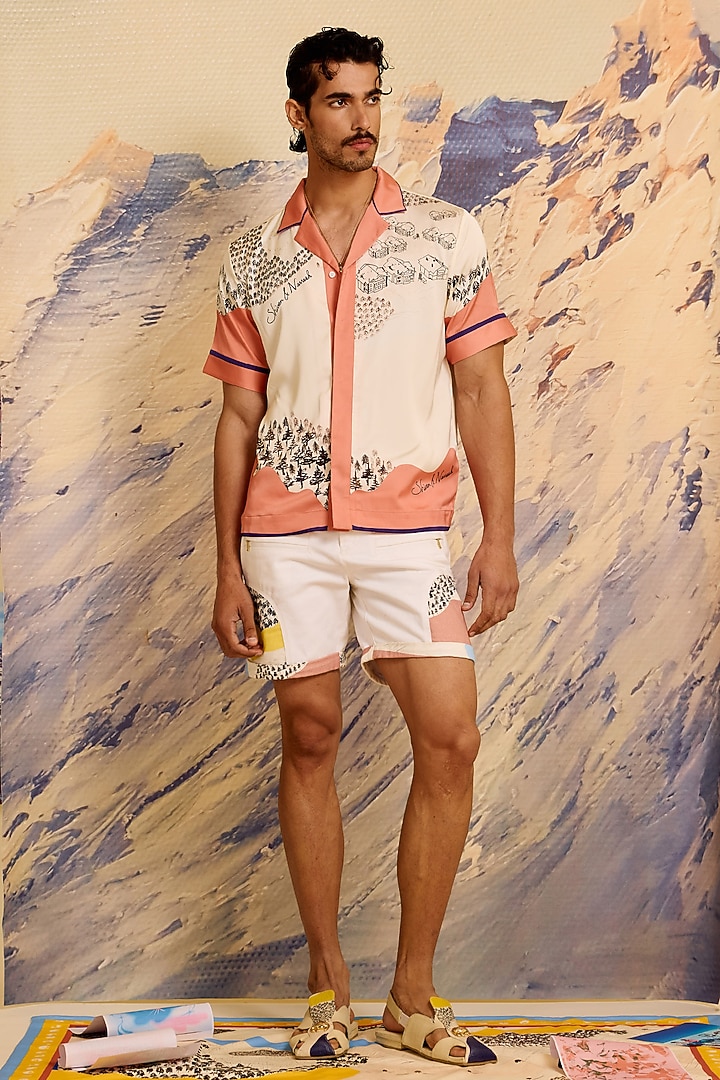 Multi-Colored Cotton Denim Printed Shorts by Shivan & Narresh Men at Pernia's Pop Up Shop