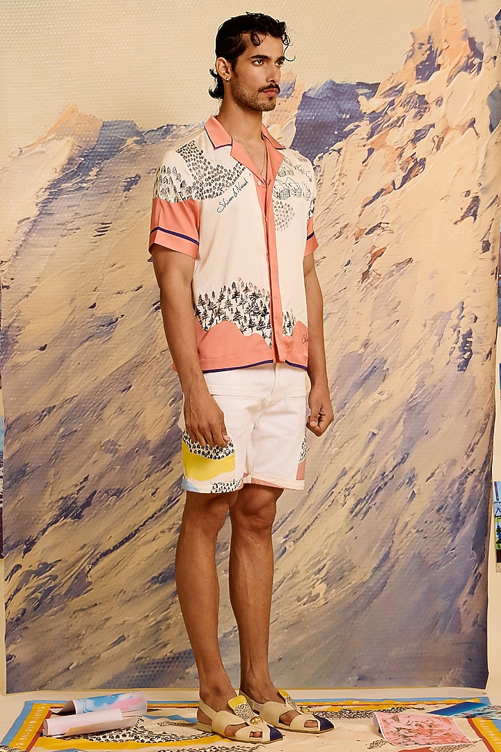 Multi-Colored Cotton Denim Printed Shorts by Shivan & Narresh Men at Pernia's Pop Up Shop