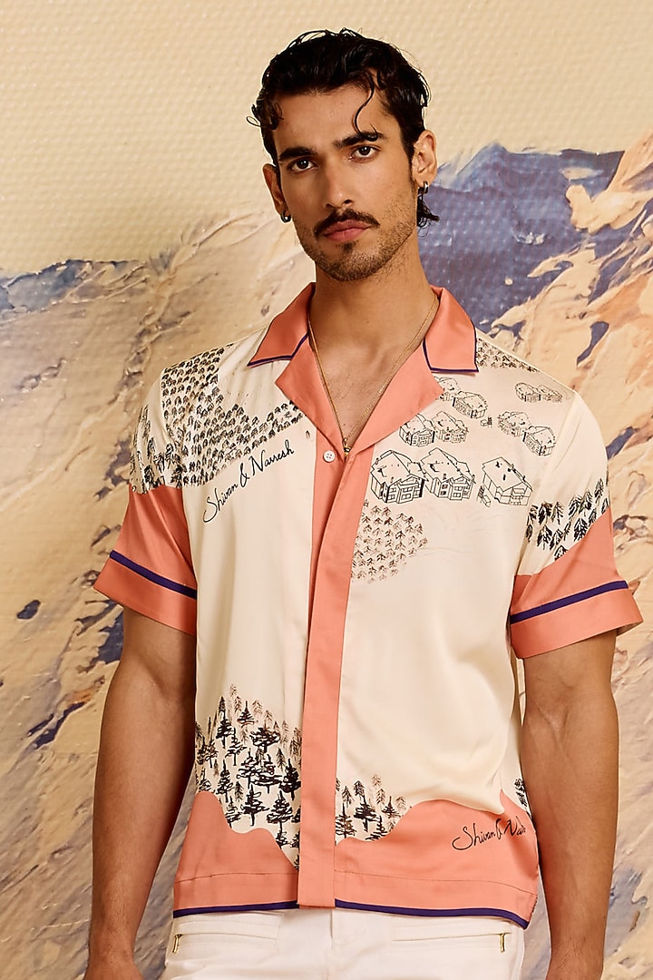 Multi-Colored Twill Silk Printed Wedding Shirt by Shivan & Narresh Men at Pernia's Pop Up Shop
