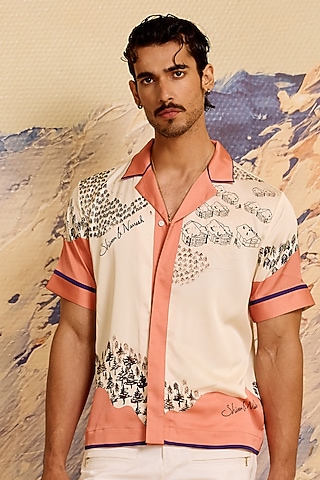 Multi-Colored Twill Silk Printed Shirt by Shivan & Narresh Men