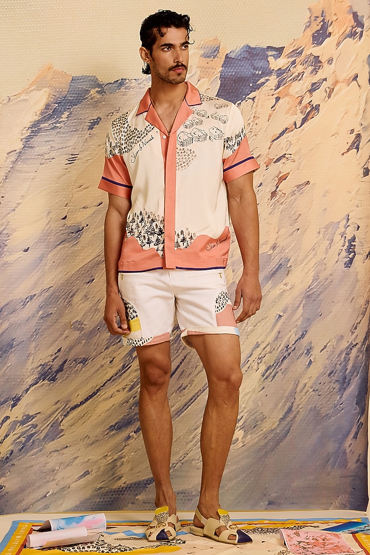 Multi-Colored Twill Silk Printed Wedding Shirt by Shivan & Narresh Men at Pernia's Pop Up Shop