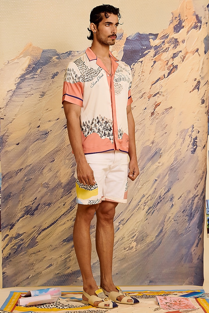 Multi-Colored Twill Silk Printed Wedding Shirt by Shivan & Narresh Men at Pernia's Pop Up Shop