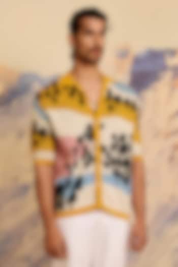 Multi-Colored Knitted Cotton Jacquard Wedding Shirt by Shivan & Narresh Men at Pernia's Pop Up Shop