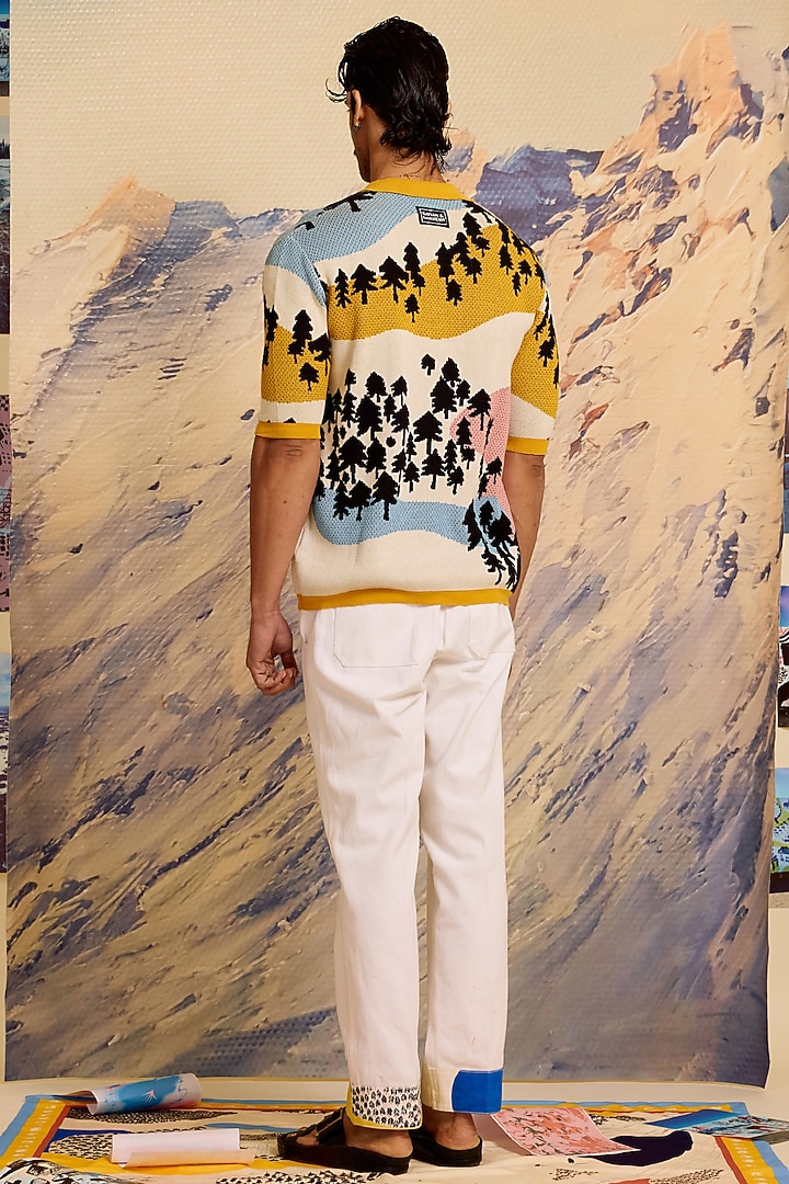 Multi-Colored Knitted Cotton Jacquard Wedding Shirt by Shivan & Narresh Men at Pernia's Pop Up Shop