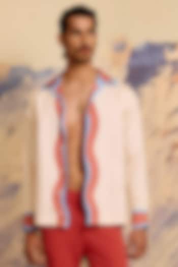 Ivory Cotton Satin Shacket by Shivan & Narresh Men at Pernia's Pop Up Shop