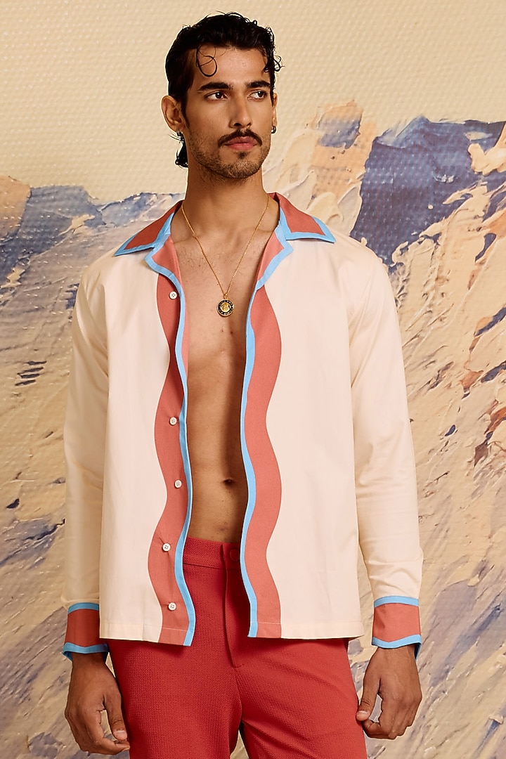 Ivory Cotton Satin Shacket by Shivan & Narresh Men at Pernia's Pop Up Shop