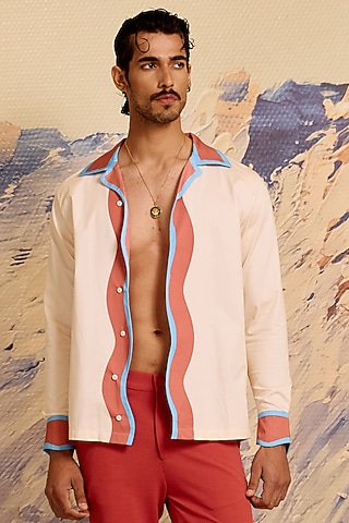Ivory Cotton Satin Shacket by Shivan & Narresh Men