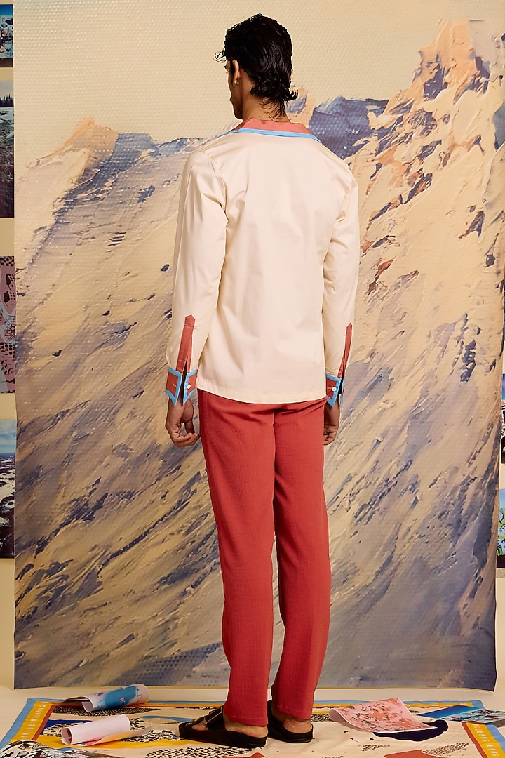 Ivory Cotton Satin Shacket by Shivan & Narresh Men at Pernia's Pop Up Shop