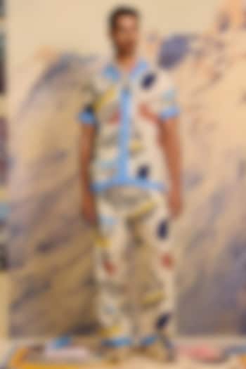 Multi-Colored Cotton Silk Printed Pants by Shivan & Narresh Men at Pernia's Pop Up Shop