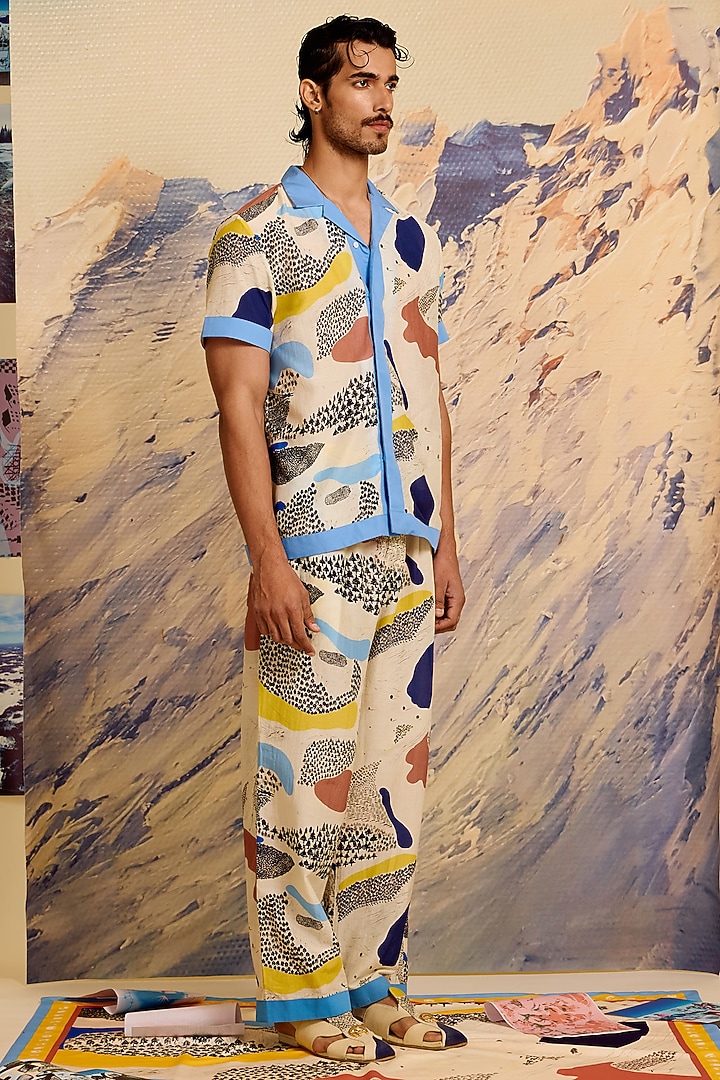 Multi-Colored Cotton Silk Printed Pants by Shivan & Narresh Men at Pernia's Pop Up Shop