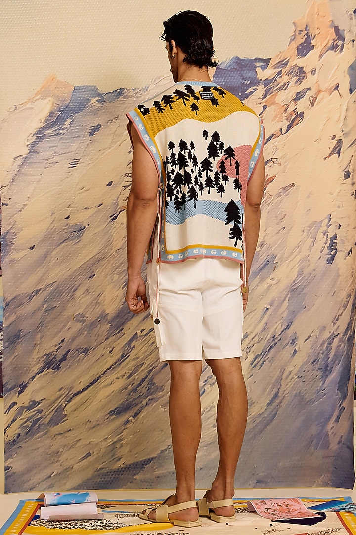 Multi-Colored Cotton Knitted Poncho by Shivan & Narresh Men at Pernia's Pop Up Shop
