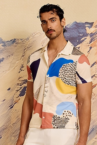 Multi-Colored Jersey Printed Shirt by Shivan & Narresh Men