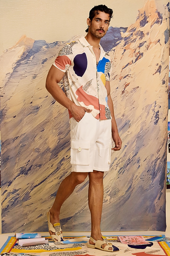 Multi-Colored Jersey Printed Wedding Shirt by Shivan & Narresh Men at Pernia's Pop Up Shop