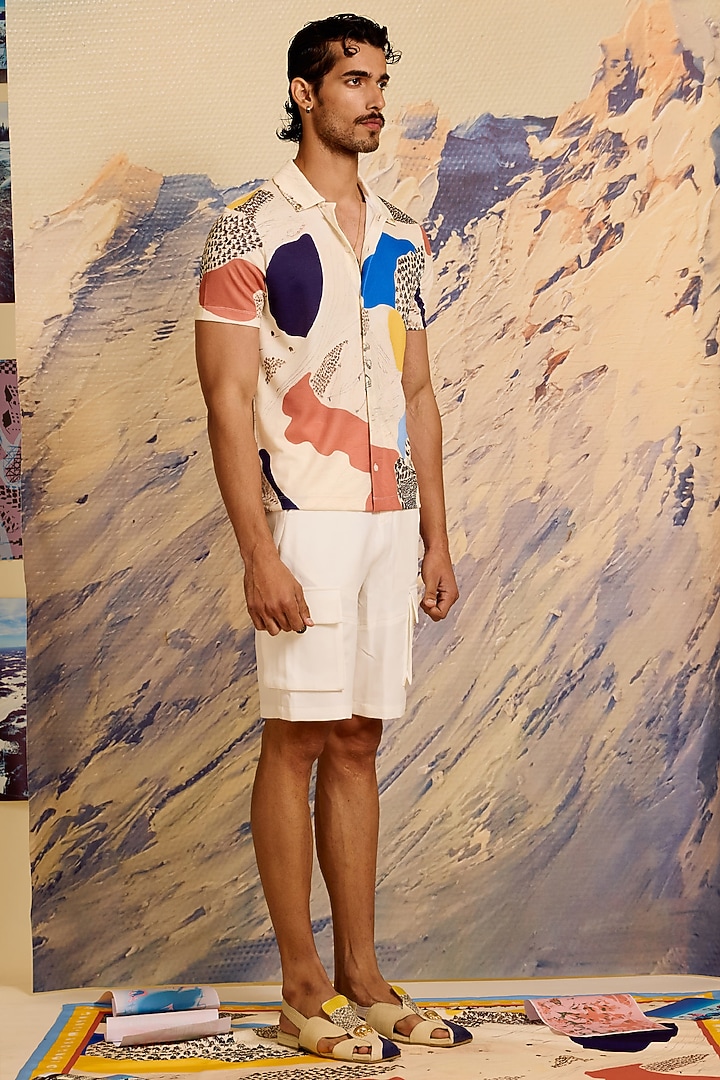 Multi-Colored Jersey Printed Wedding Shirt by Shivan & Narresh Men at Pernia's Pop Up Shop