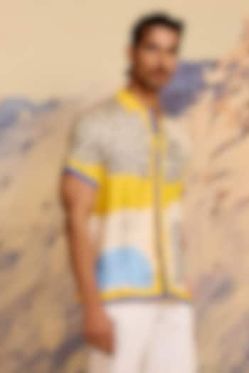 Multi-Colored Twill Silk Printed Wedding Shirt by Shivan & Narresh Men at Pernia's Pop Up Shop