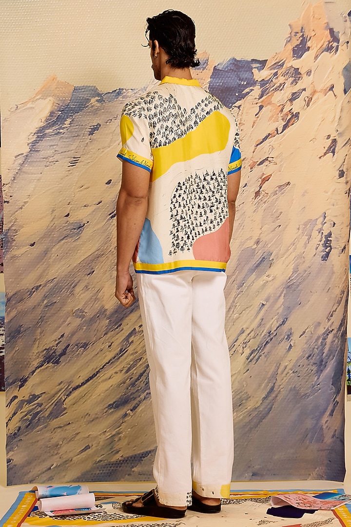 Multi-Colored Twill Silk Printed Wedding Shirt by Shivan & Narresh Men at Pernia's Pop Up Shop