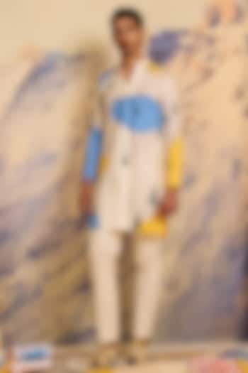 Multi-Colored Chanderi Silk Printed Kurta Set by Shivan & Narresh Men at Pernia's Pop Up Shop
