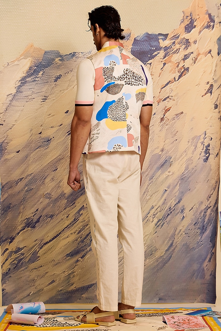 Multi-Colored Polyester Satin Printed Bundi Jacket by Shivan & Narresh Men at Pernia's Pop Up Shop
