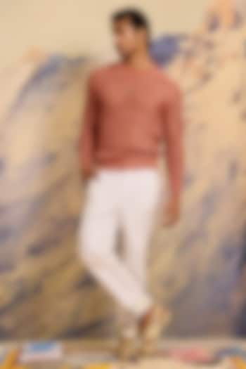 Ivory Cotton Denim Pants by Shivan & Narresh Men at Pernia's Pop Up Shop