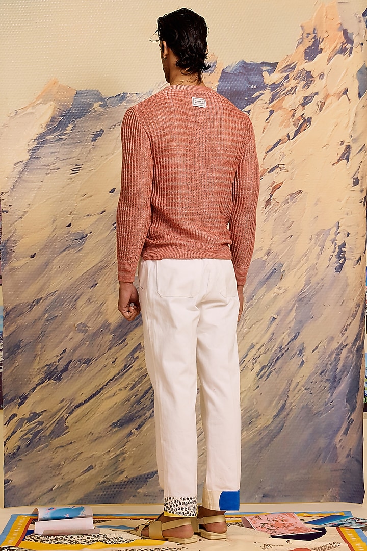 Ivory Cotton Denim Pants by Shivan & Narresh Men at Pernia's Pop Up Shop