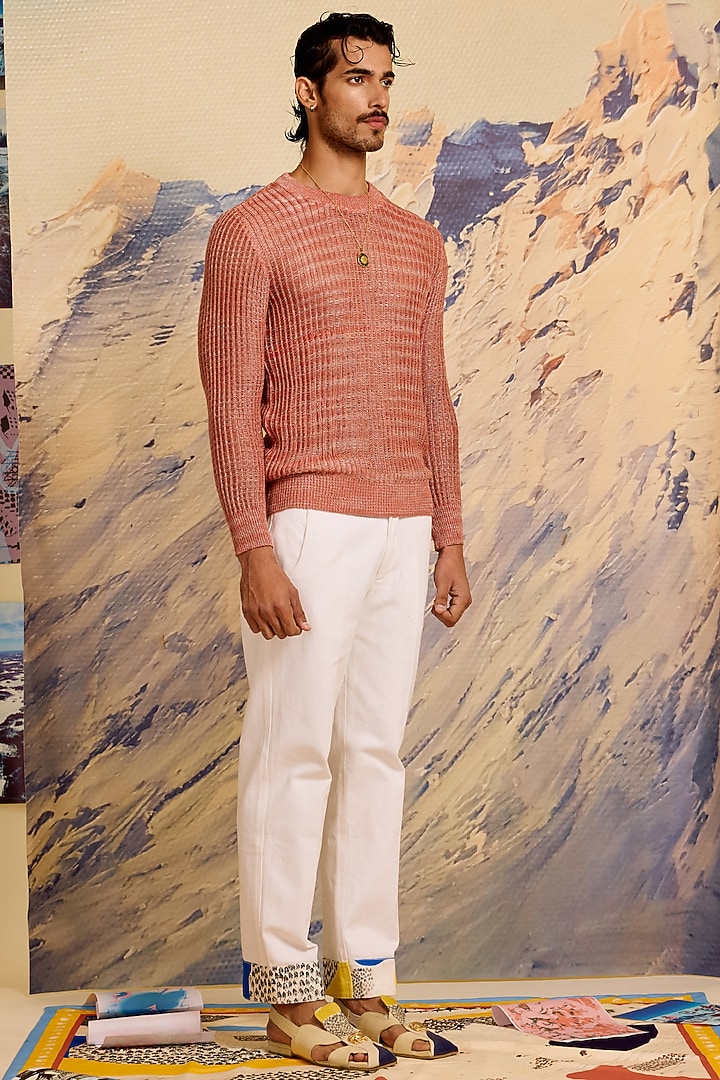 Ivory Cotton Denim Pants by Shivan & Narresh Men at Pernia's Pop Up Shop
