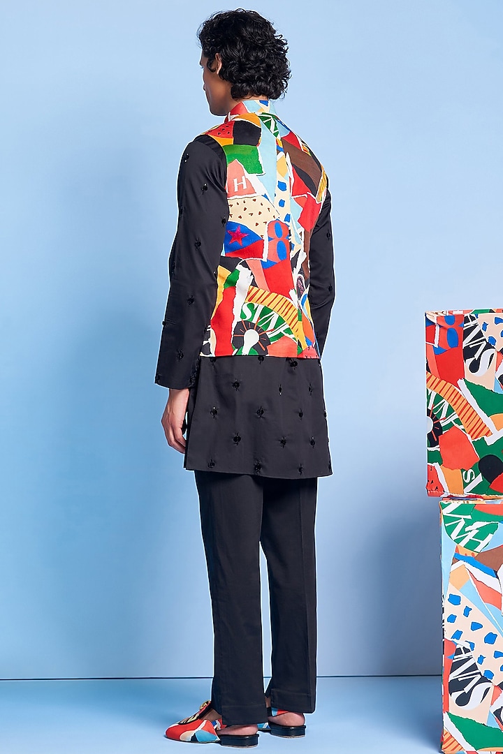 Multi-Colored Polyester Satin Printed Nehru Jacket by Shivan & Narresh Men at Pernia's Pop Up Shop