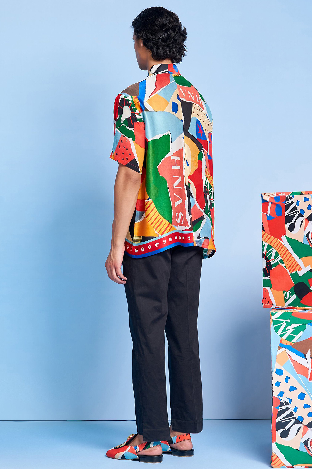 Multi-Colored Satin Silk Oversized Shirt by Shivan & Narresh Men