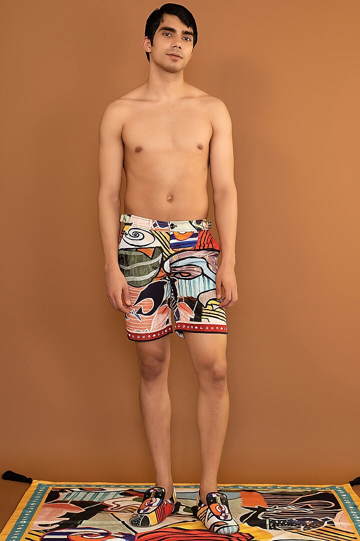 Multi-Coloured Printed Swim Shorts by Shivan & Narresh Men
