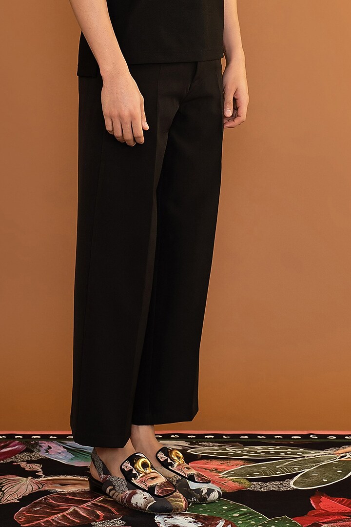 Black Printed Polo T-Shirt by Shivan & Narresh Men at Pernia's Pop Up Shop